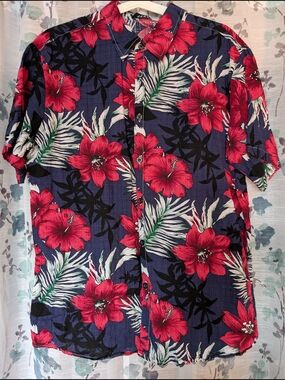 JOGAL Red Floral Button-Up Shirt